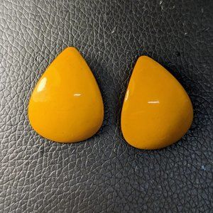 Orange Curved Tear drop Retro Vintage Metal Earrings